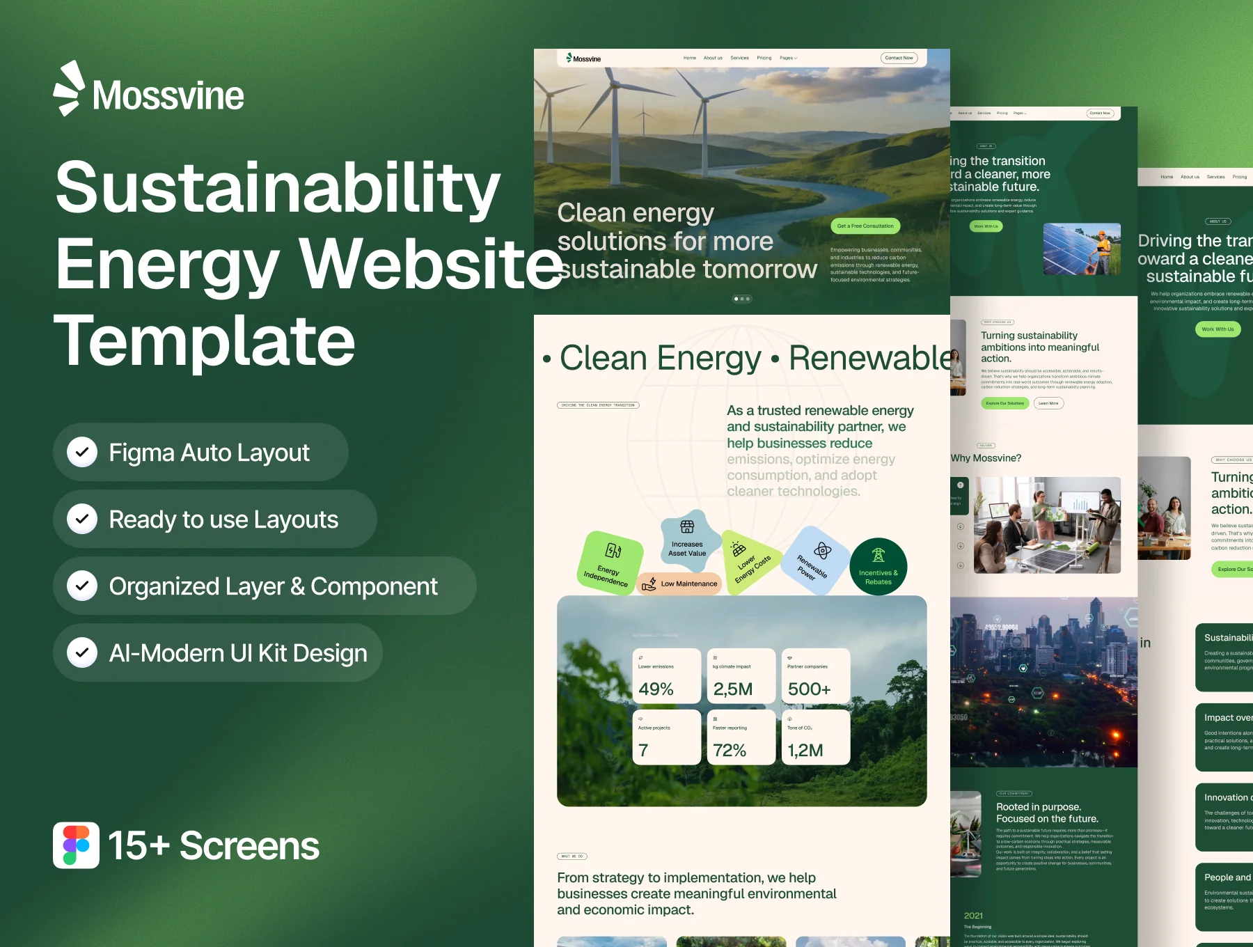 Sustainability & Renewable Energy Website Template - Mossvine