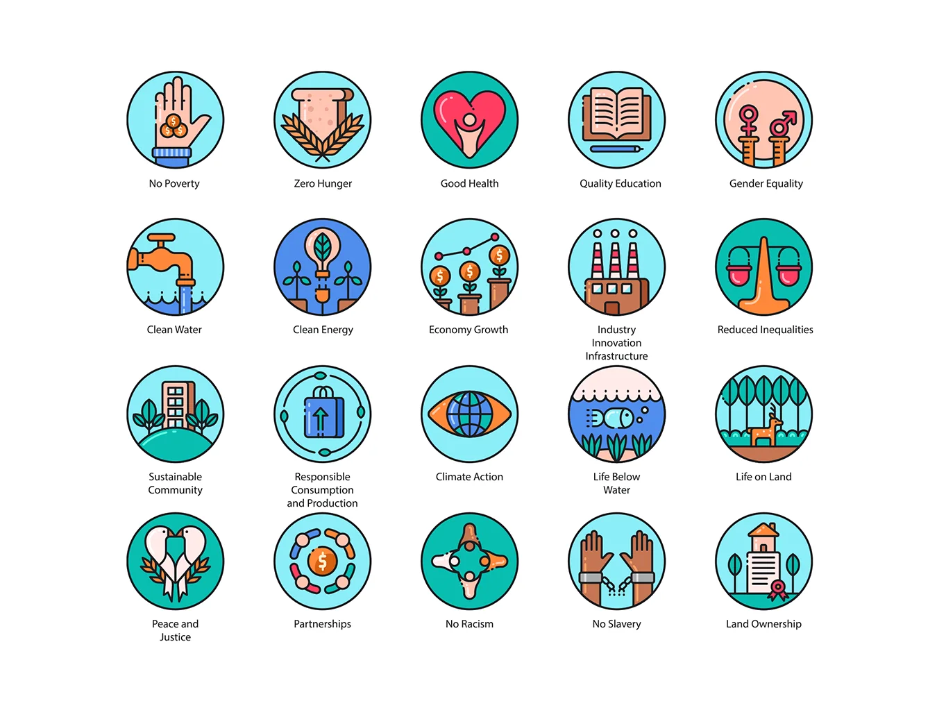 136 Sustainable Development Icons | Aesthetic Series 2