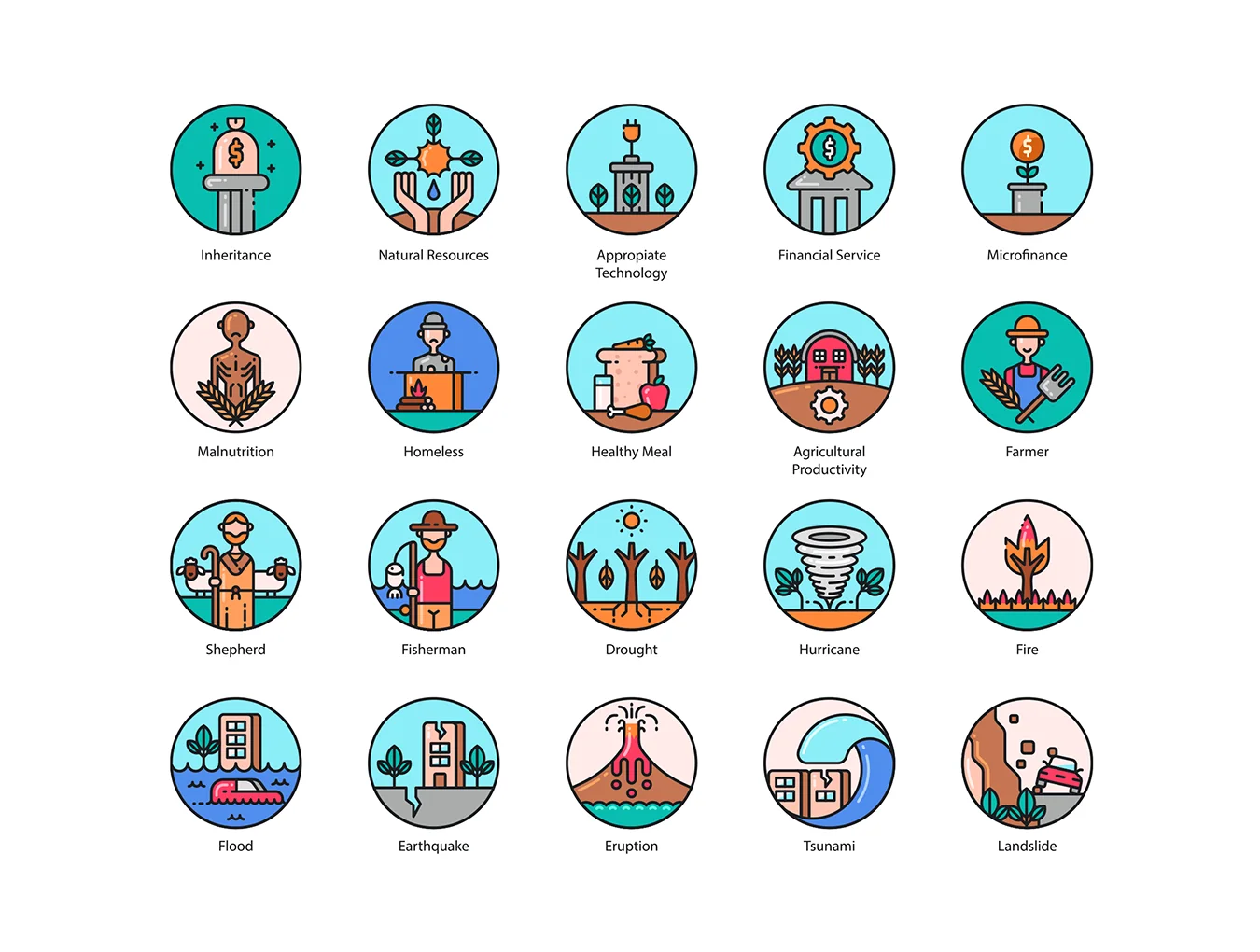 136 Sustainable Development Icons | Aesthetic Series 3