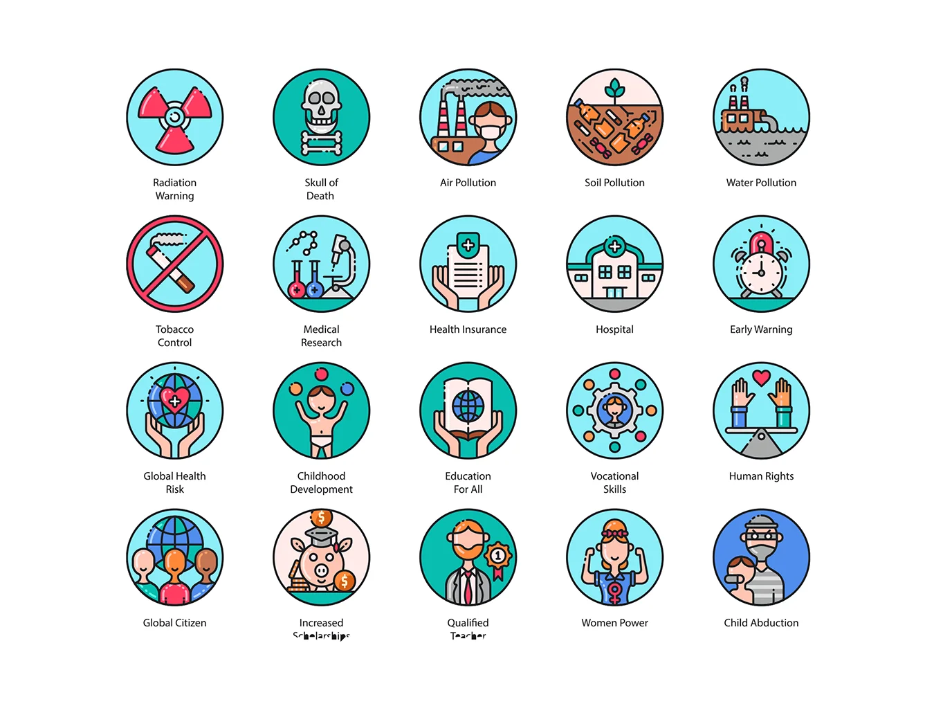 136 Sustainable Development Icons | Aesthetic Series 5