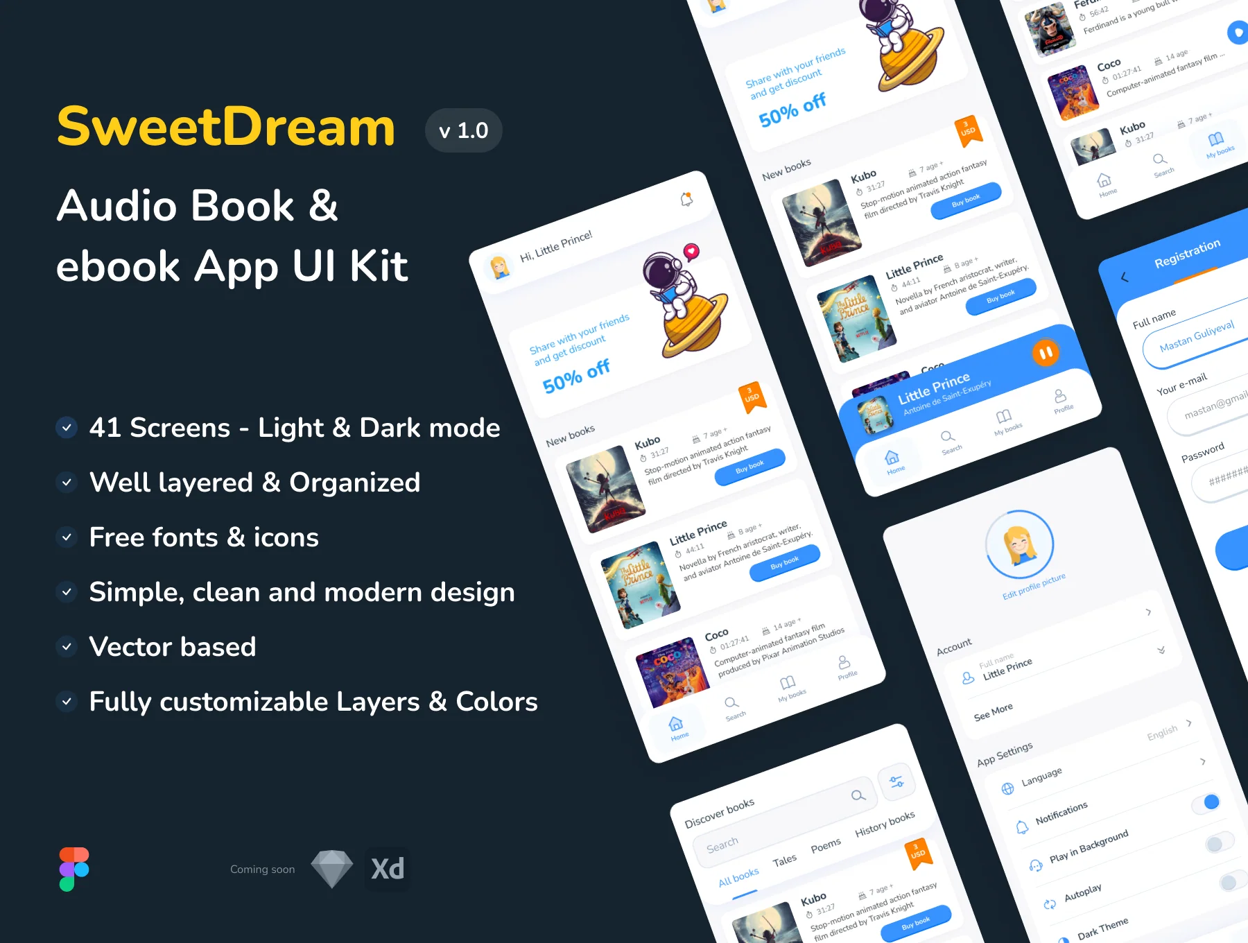 Sweet Dream - Audio Book & ebook App UI Kit
