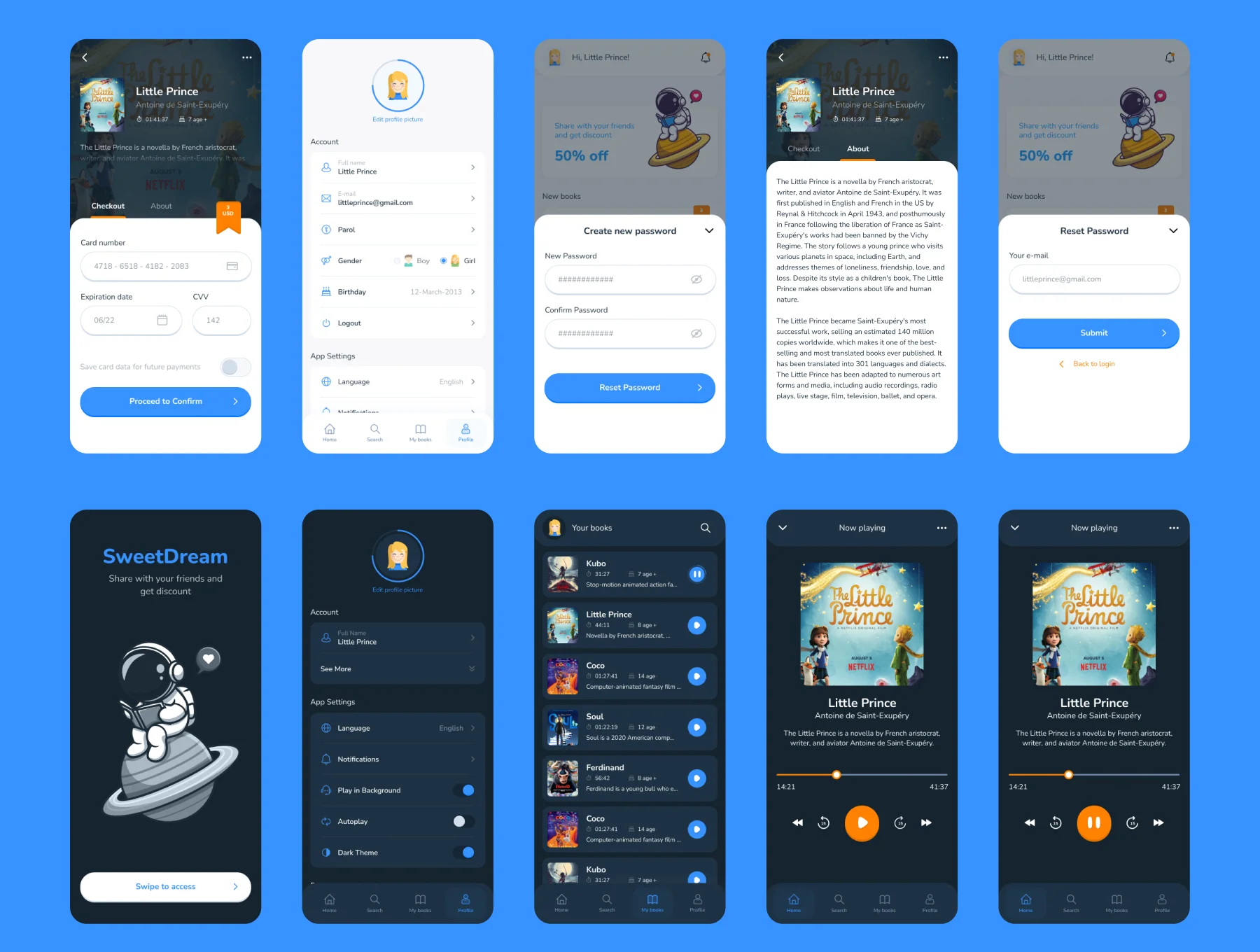 Sweet Dream - Audio Book & ebook App UI Kit 6