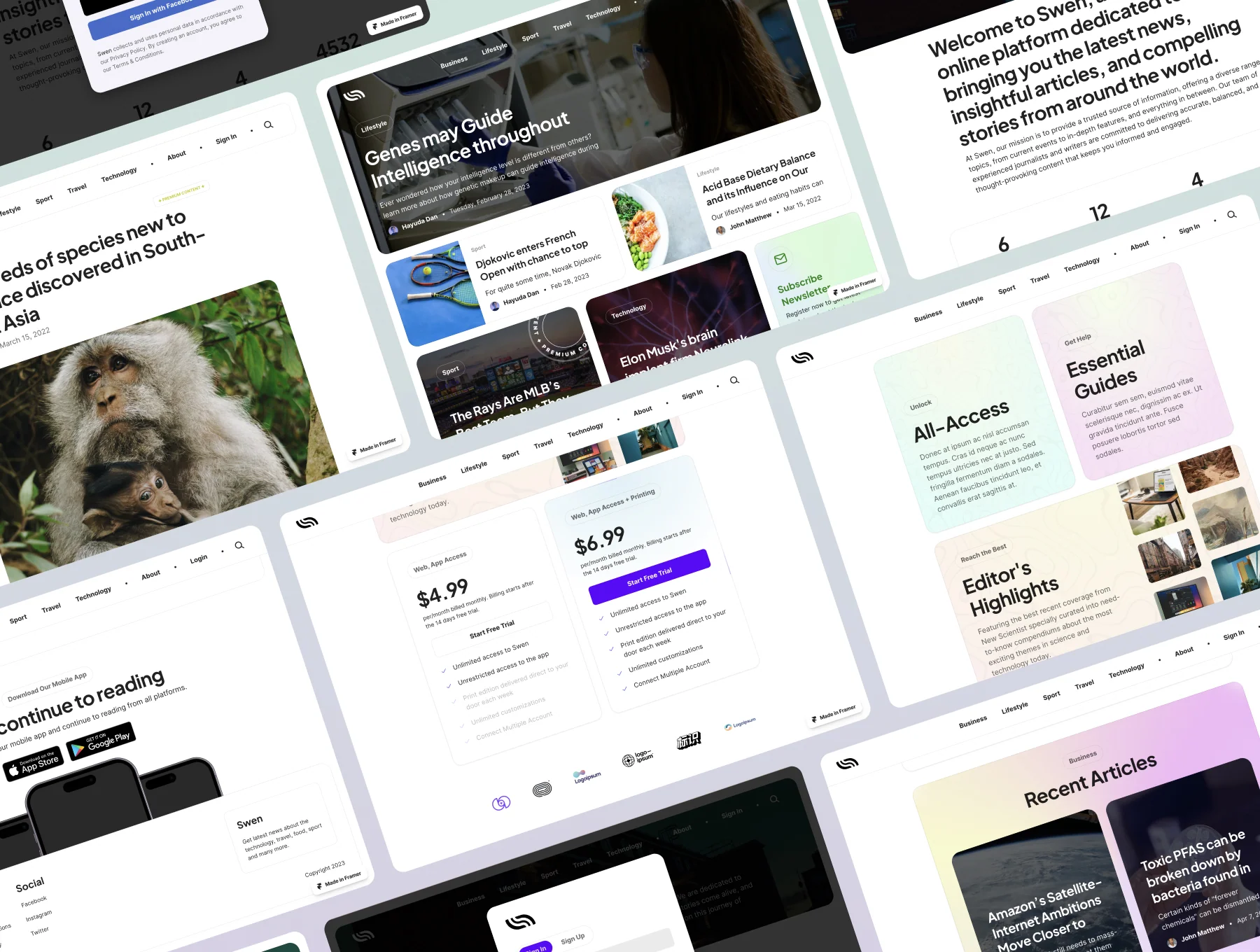 Swen (v1.1) — News, Articles, Blog Framer Template