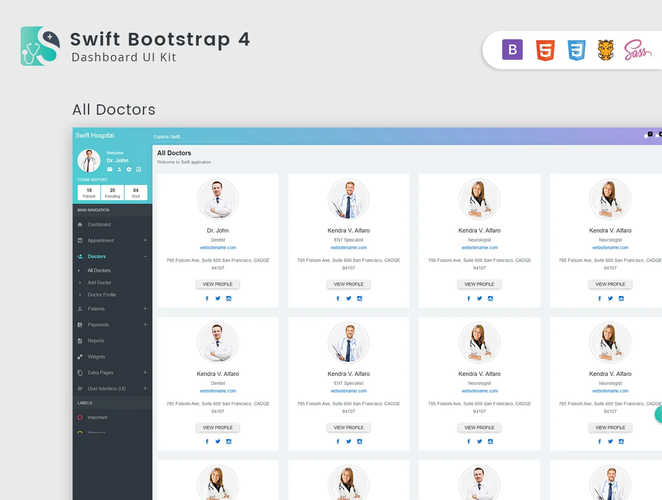 Swift Hospital HTML Admin Template 3