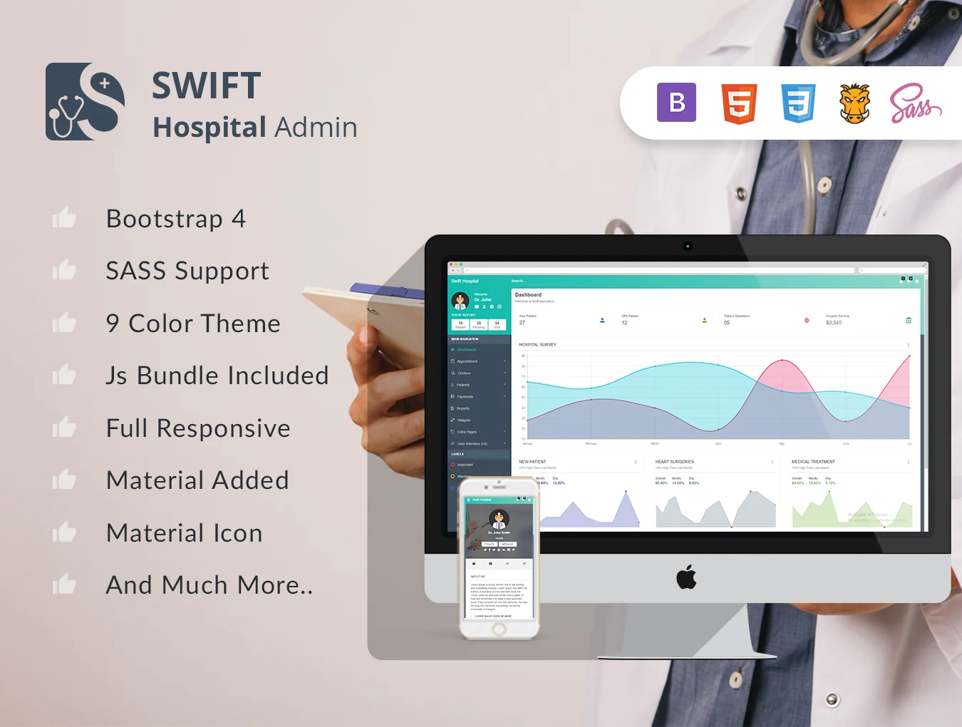 Swift Hospital HTML Admin Template 4
