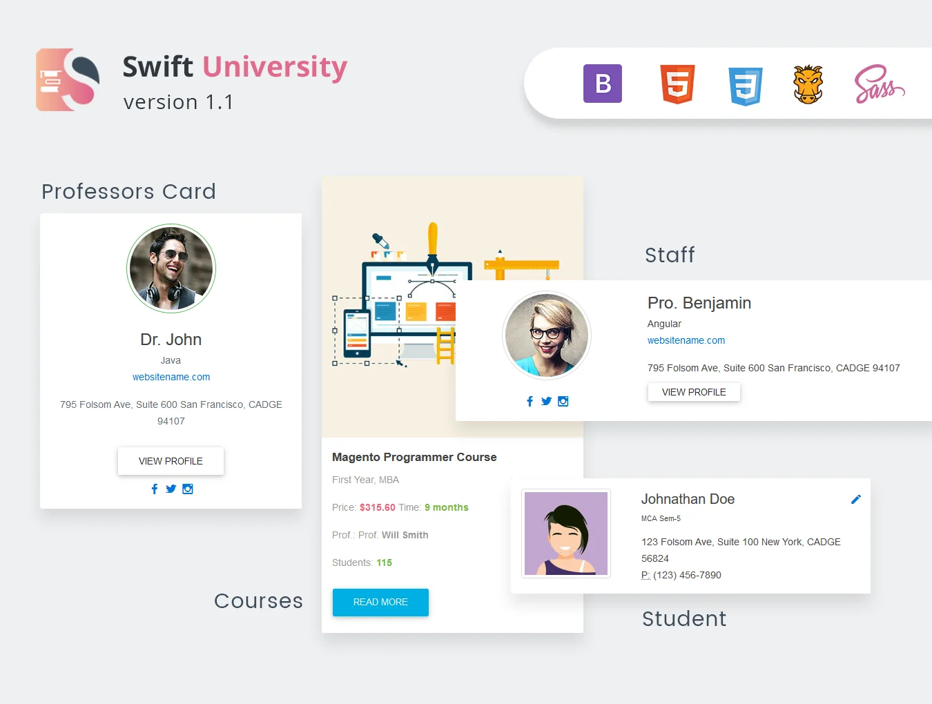 Swift University Admin Dashboard Template 2