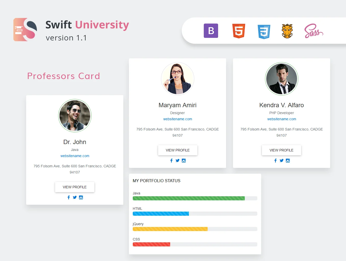 Swift University Admin Dashboard Template 3