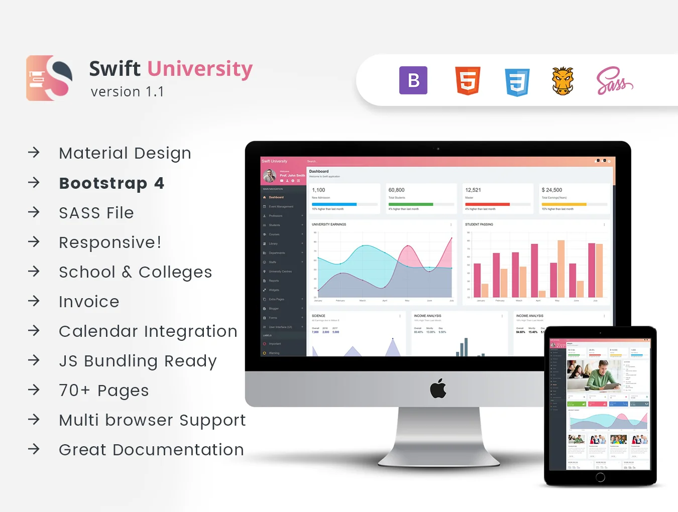 Swift University Admin Dashboard Template 4