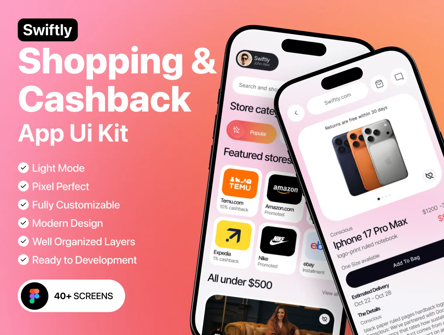 Swiftly – Shopping & Cashback App UI Kit