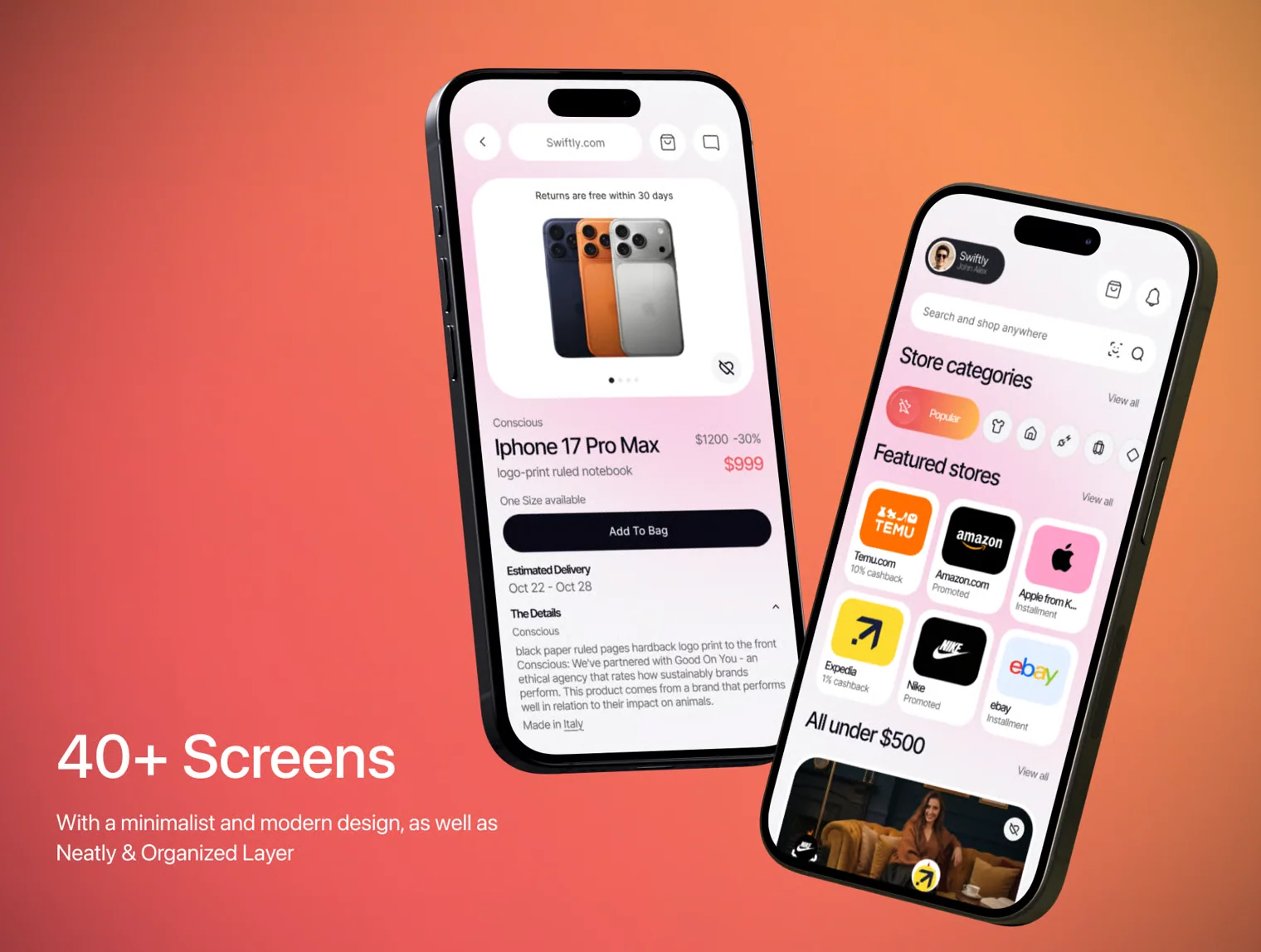 Swiftly – Shopping & Cashback App UI Kit 3