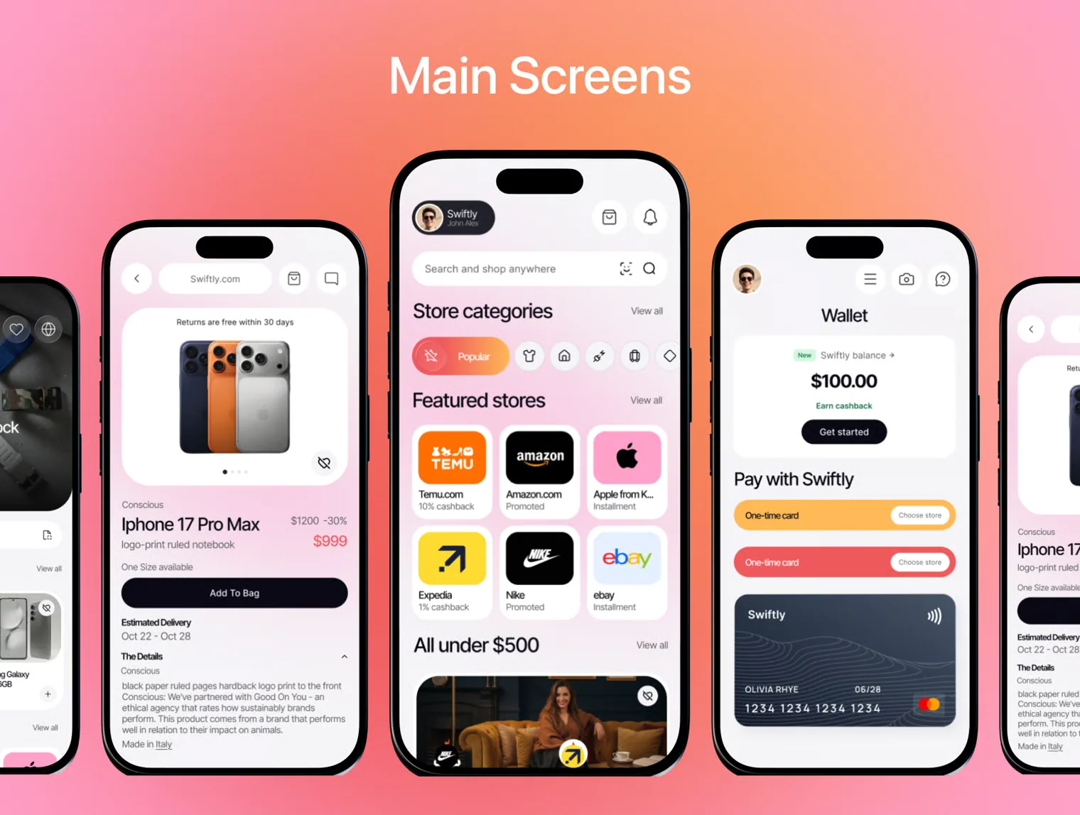 Swiftly – Shopping & Cashback App UI Kit 6