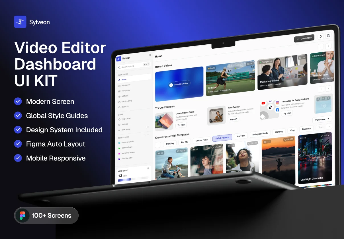 Sylveon - Video Editor Dashboard UI KIT