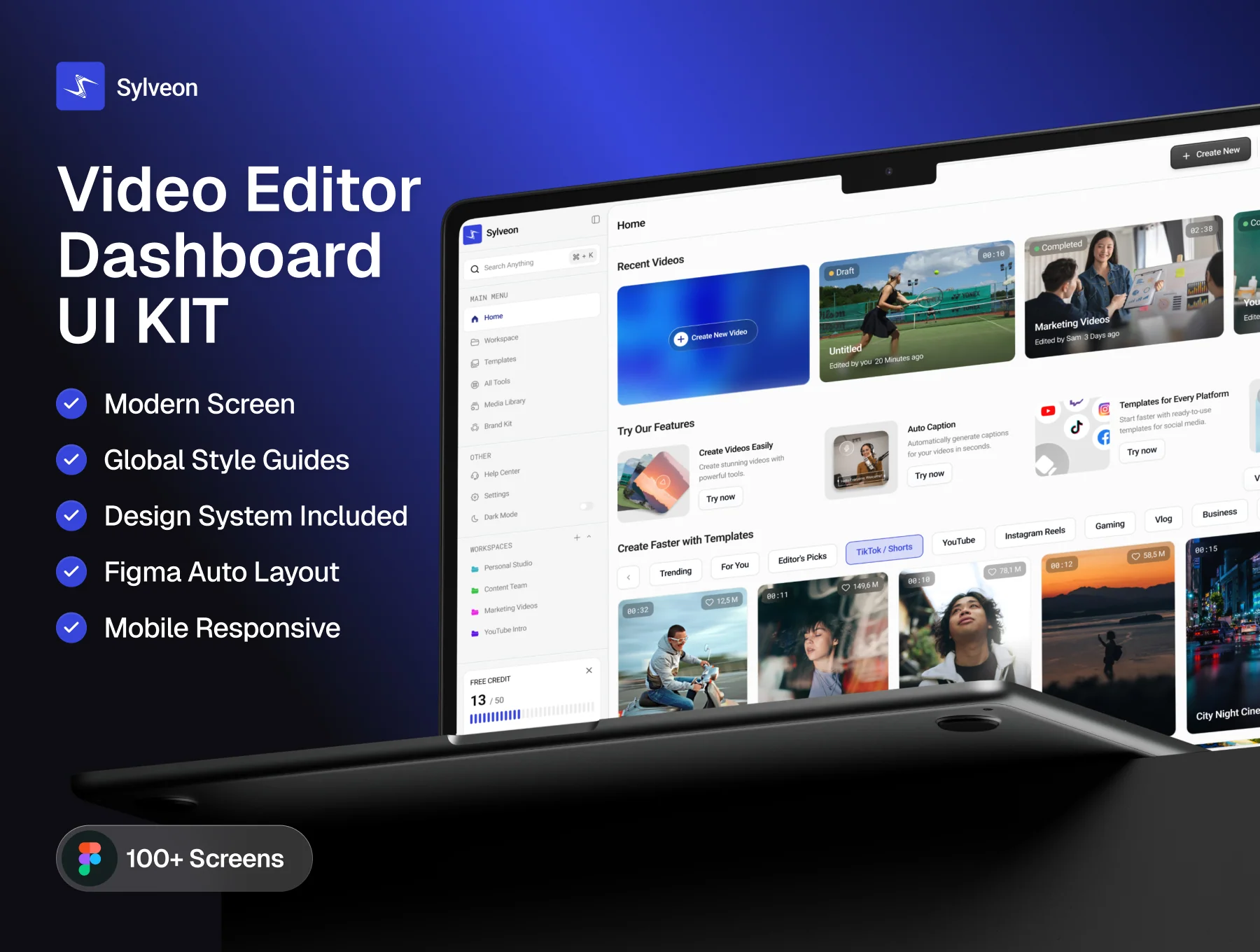 Sylveon - Video Editor Dashboard UI KIT