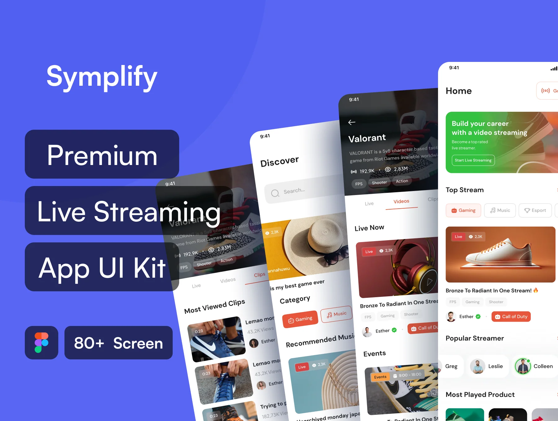 Symplify Live Streaming app UI kit