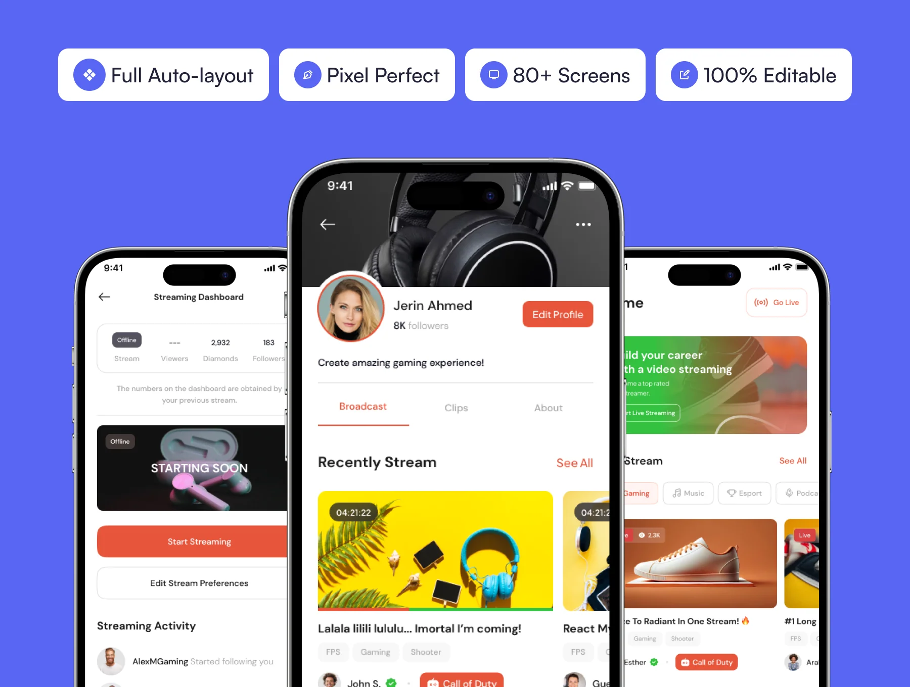 Symplify Live Streaming app UI kit 3