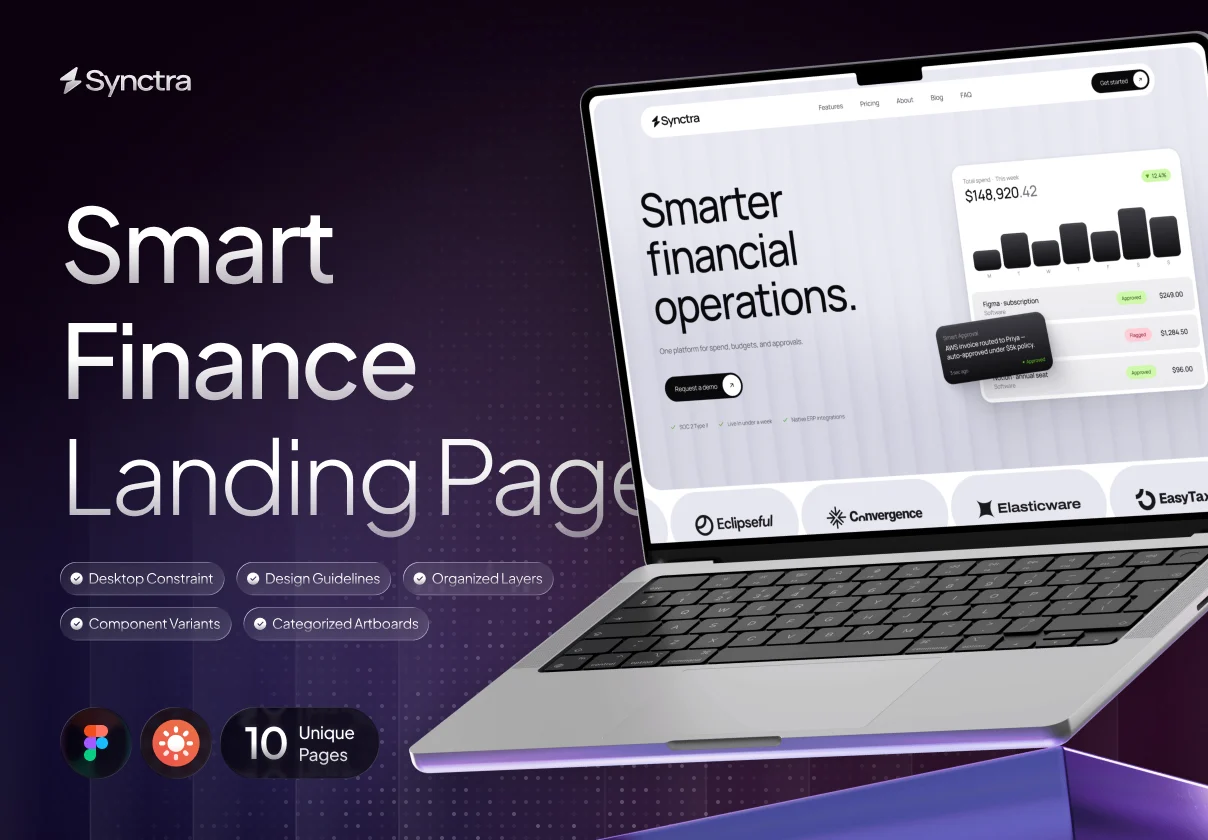 Synctra - Smart Finance Landing Page Website UI Kit