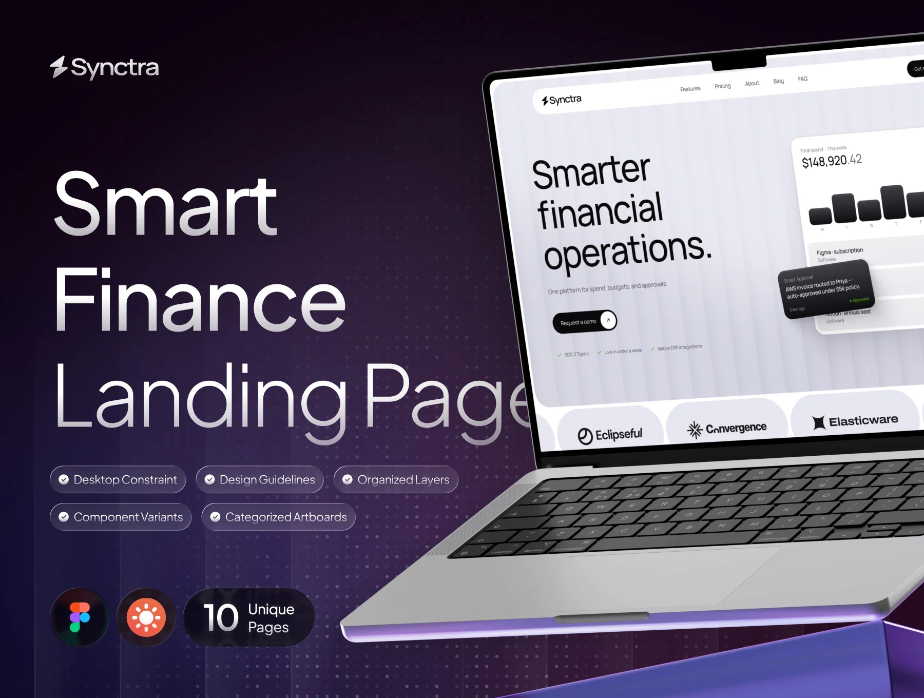 Synctra - Smart Finance Landing Page Website UI Kit