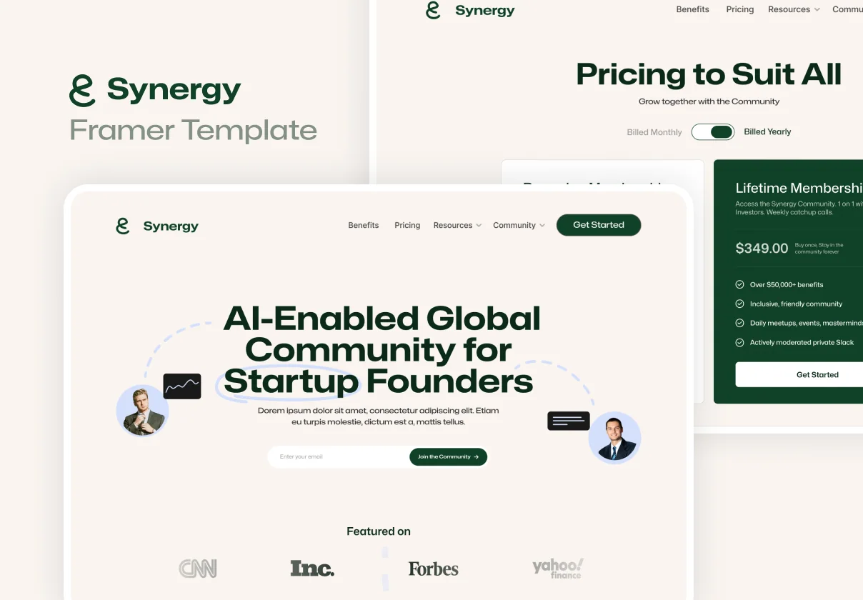 Synergy - AI & Startup Community | Framer Template