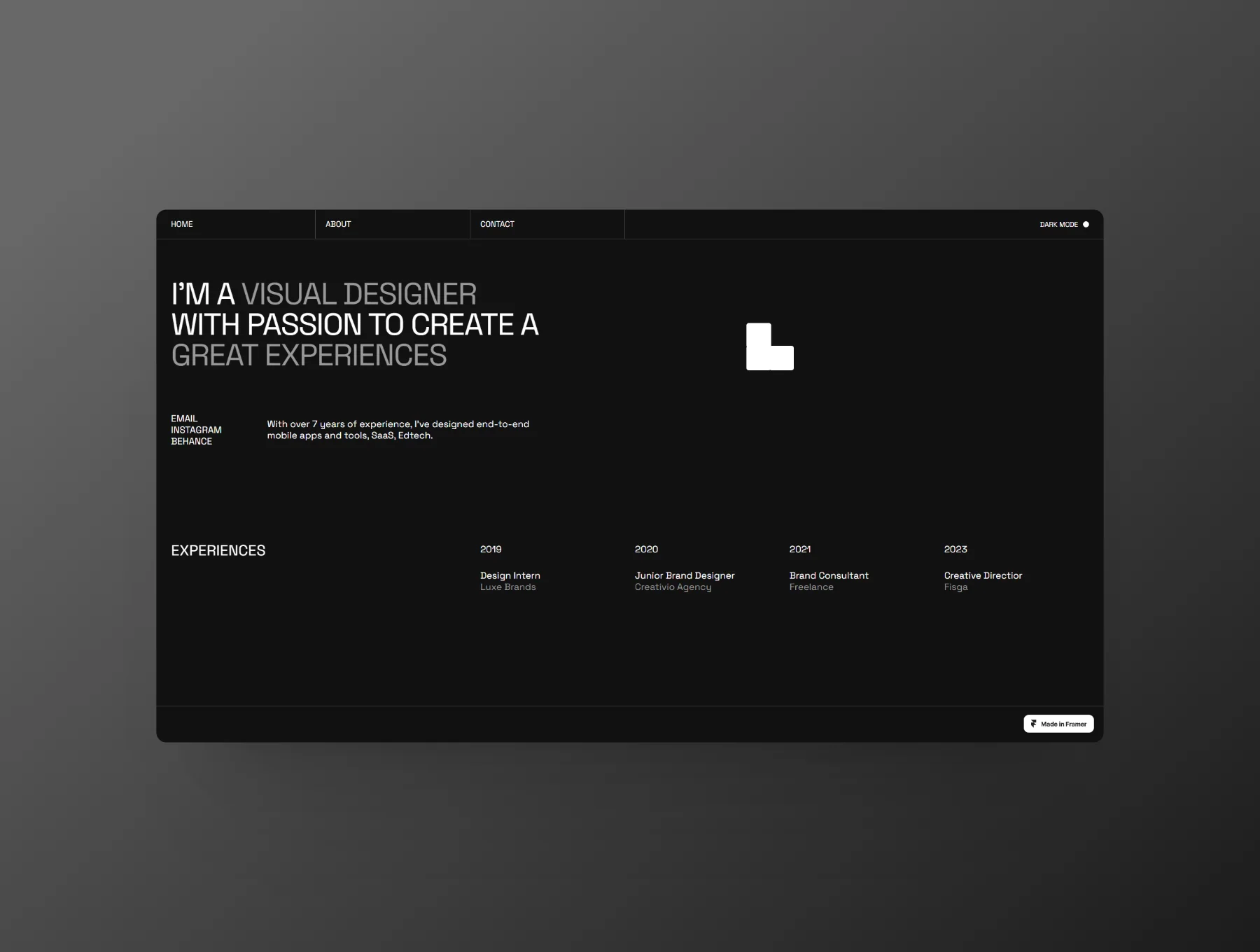 Tail - Portfolio Framer Template 3