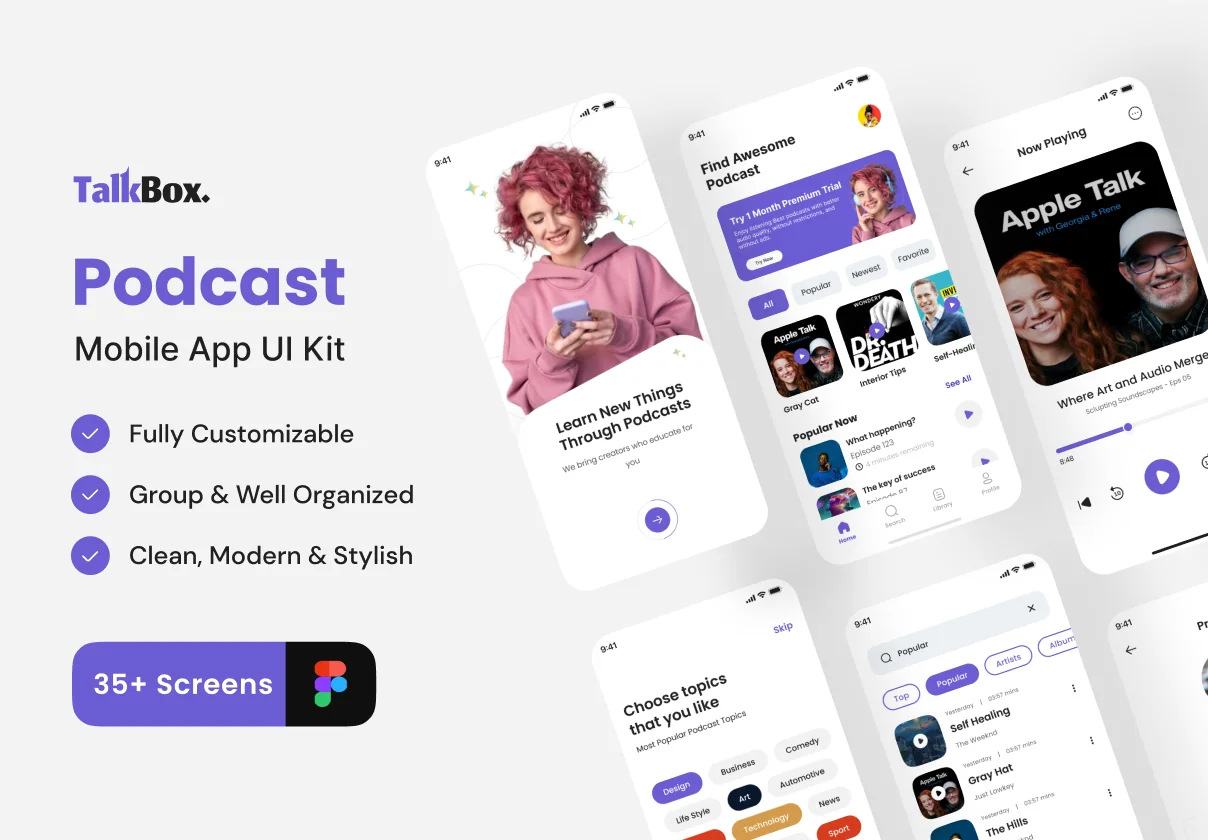 TalkBox - Podcast App UI Kit