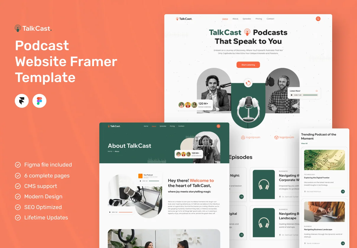 TalkCast - Podcast Website Framer Template
