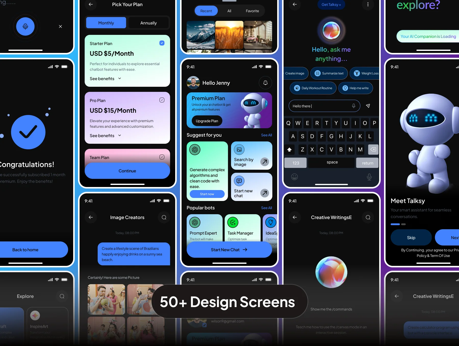 Talksy  AI Chatbot Mobile App UI Kit 3