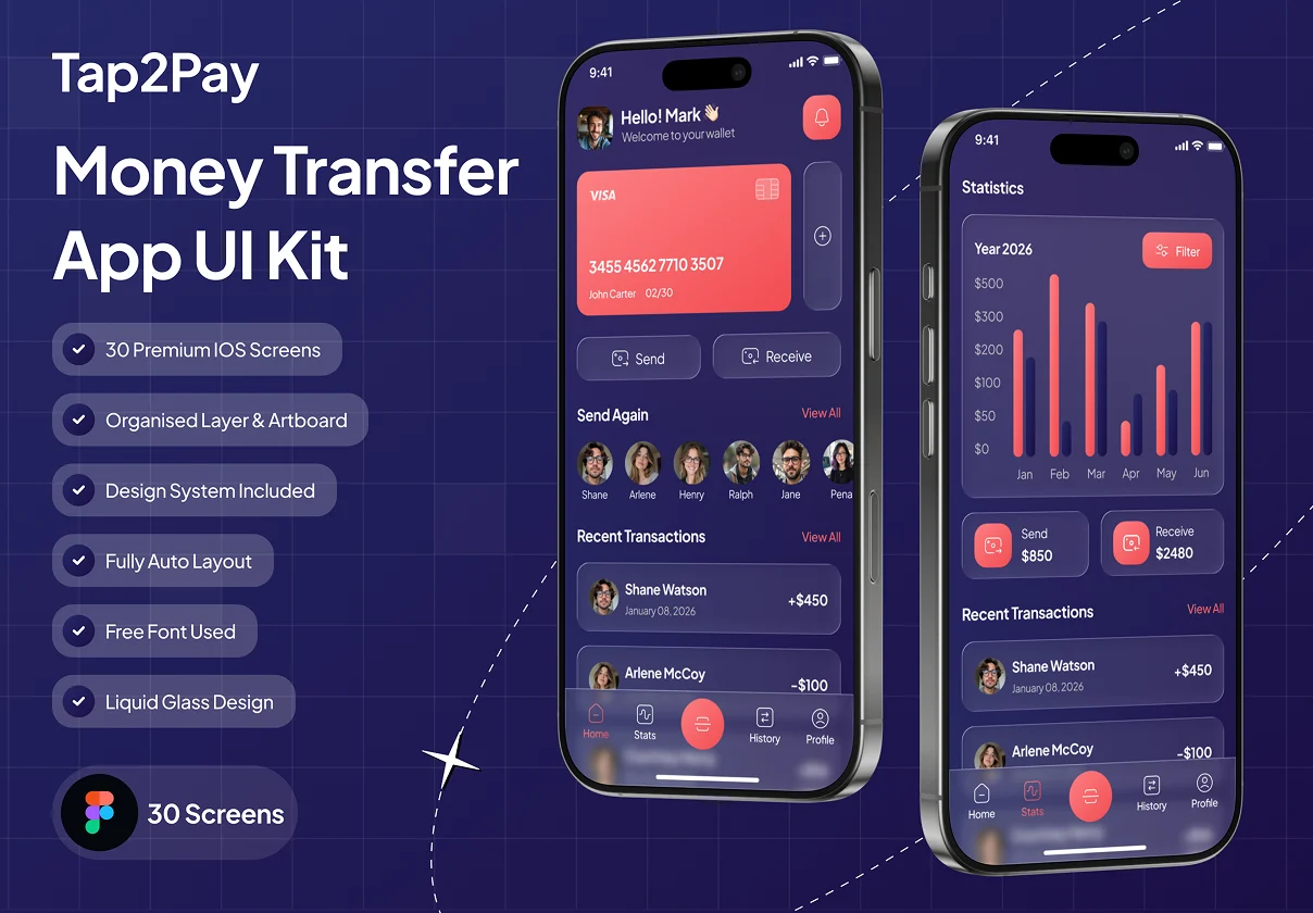 Tap2Pay - Money Transfer App UI Kit