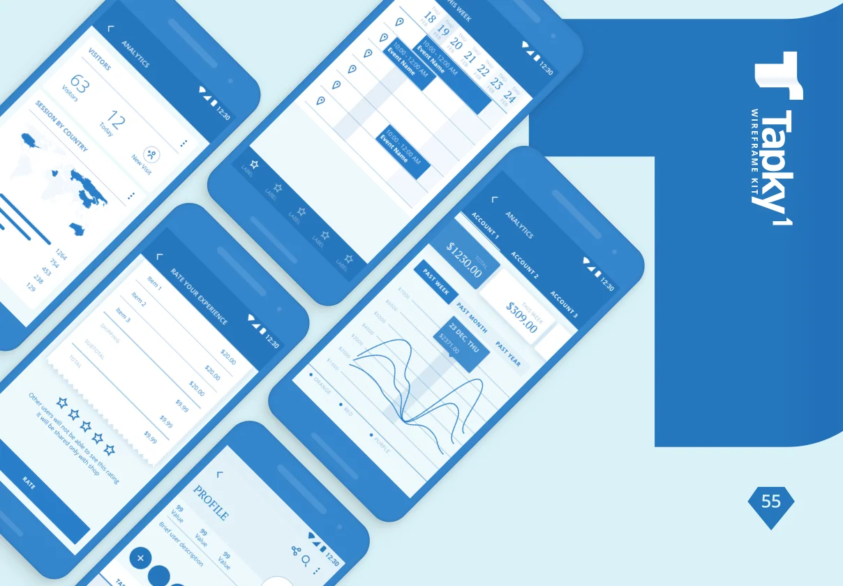 Tapky 1 Wireframe Kit