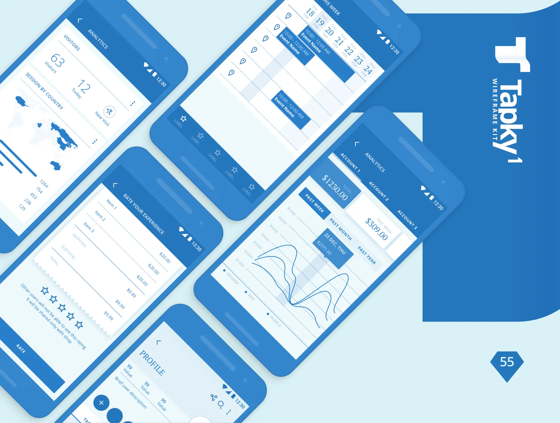 Tapky 1 Wireframe Kit