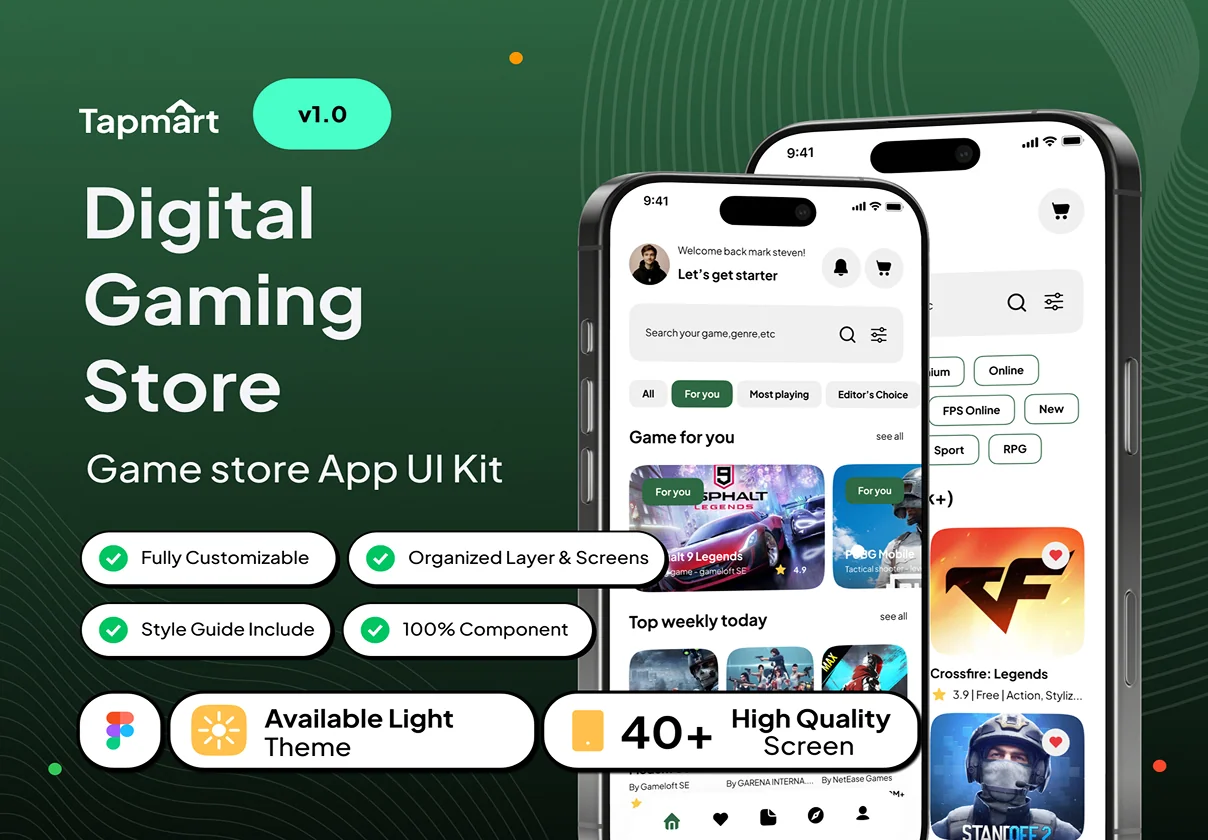 Tapmart - Digital Gaming Store App UI Kit