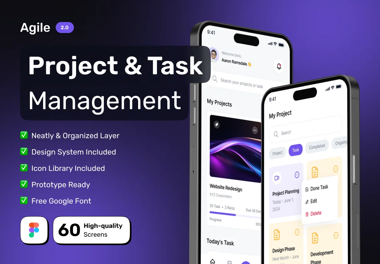 AGILE - Project & Task Management Premium App UI Kit