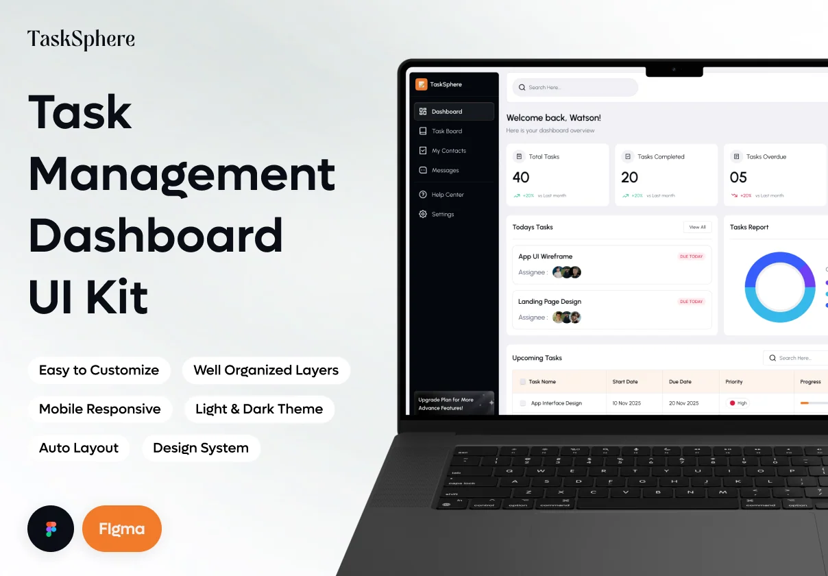 TaskSphere - Task Management Dashboard UI Kit