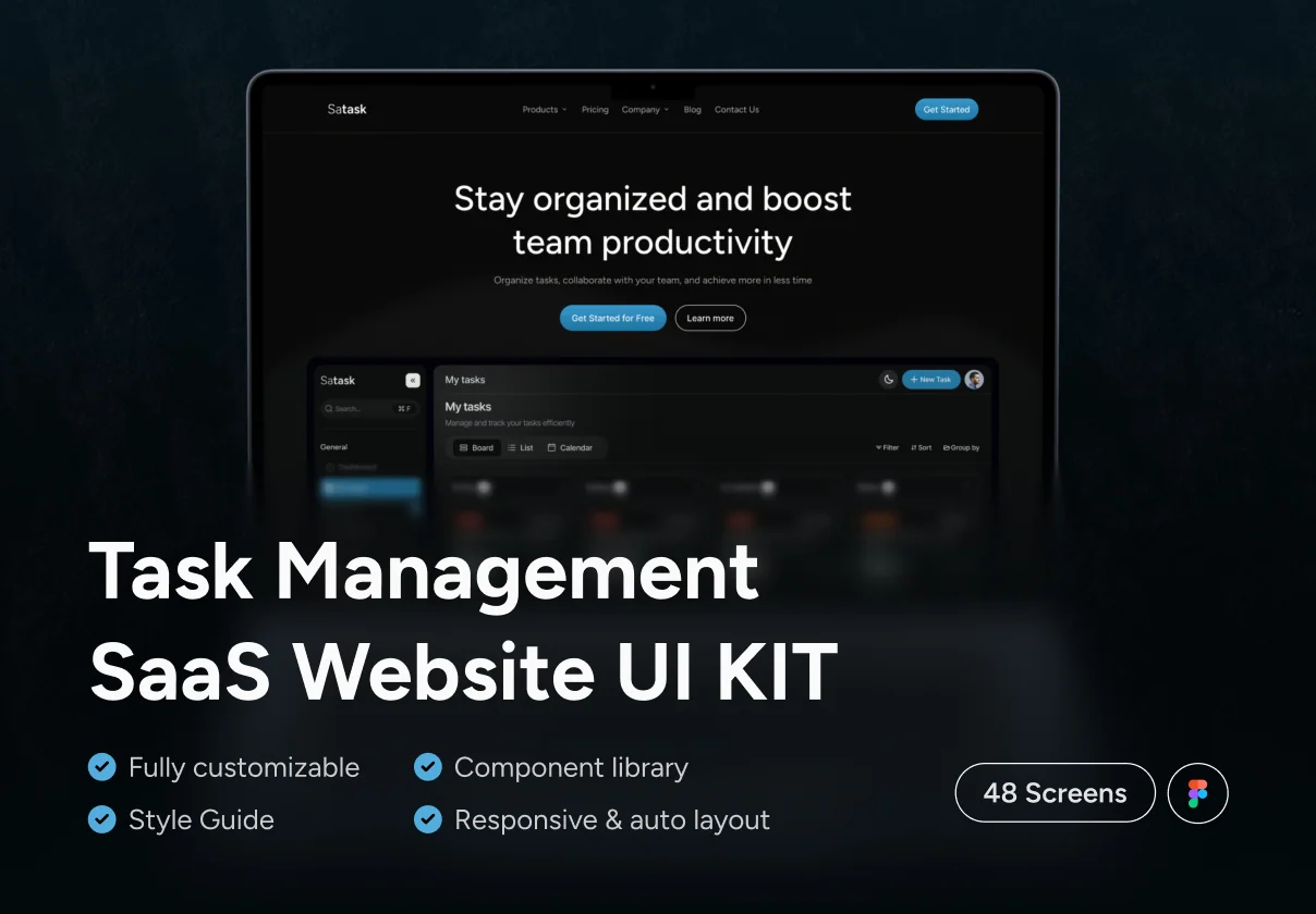 Task Management SaaS Website UI Kit — Satask