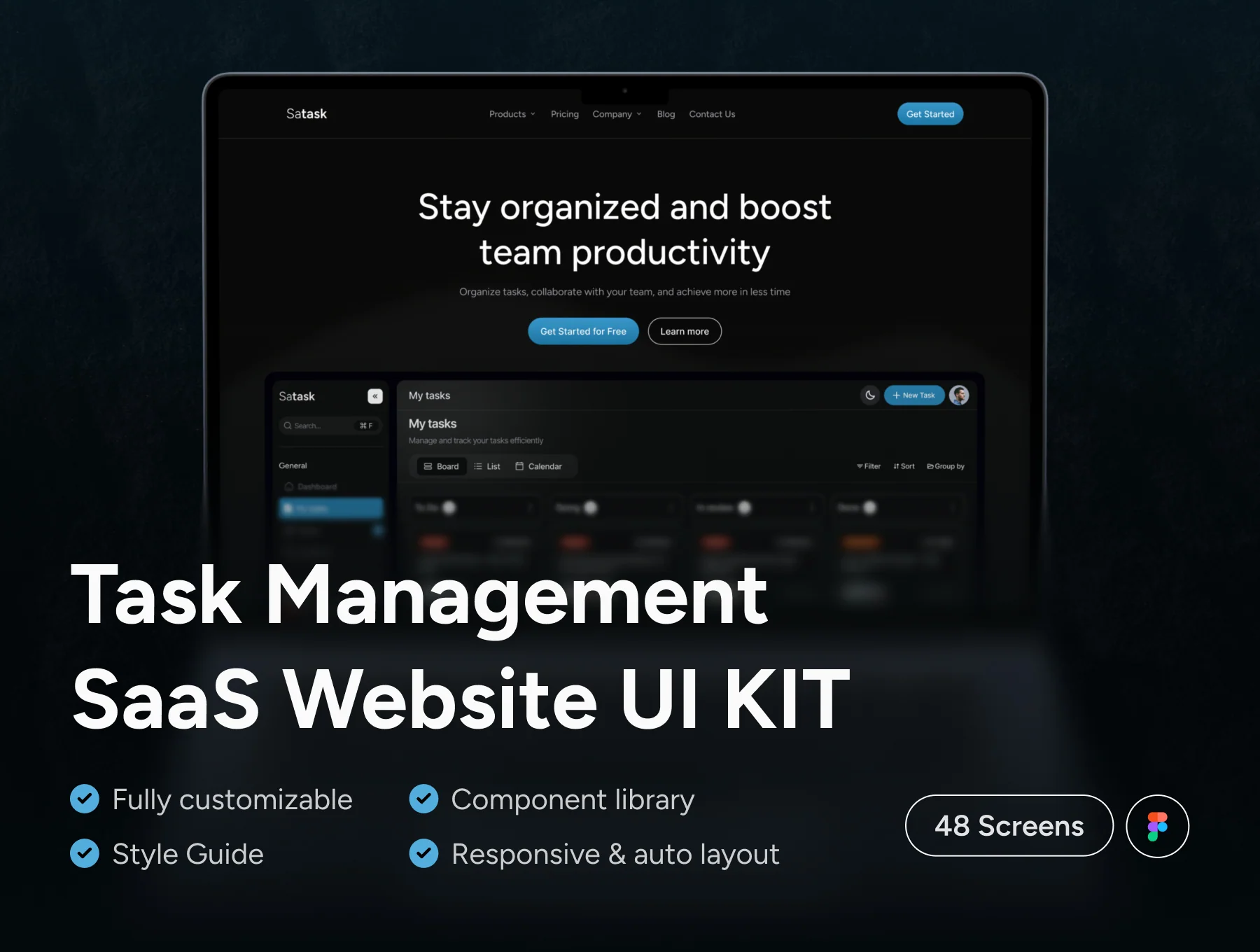 Task Management SaaS Website UI Kit — Satask
