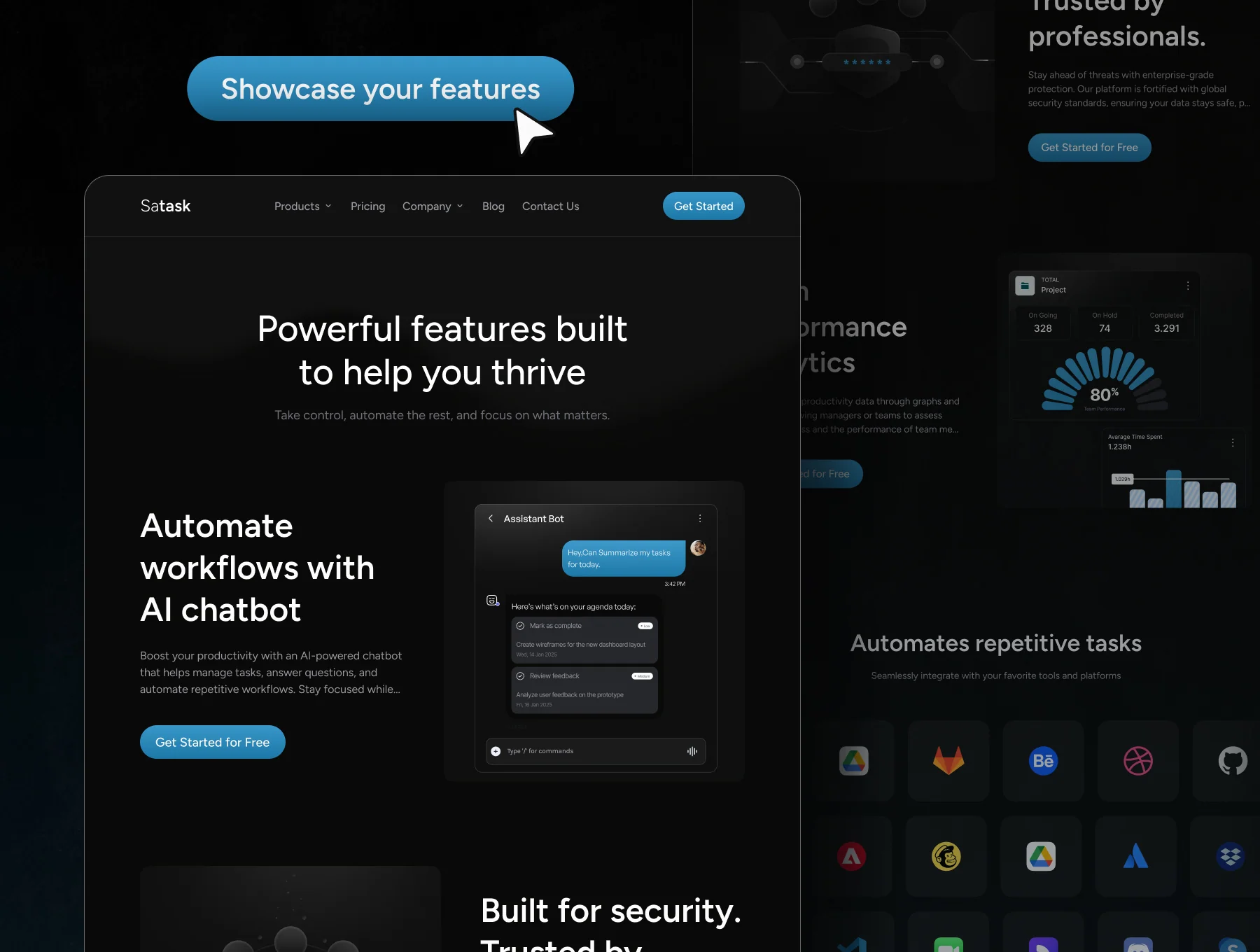 Task Management SaaS Website UI Kit — Satask 4