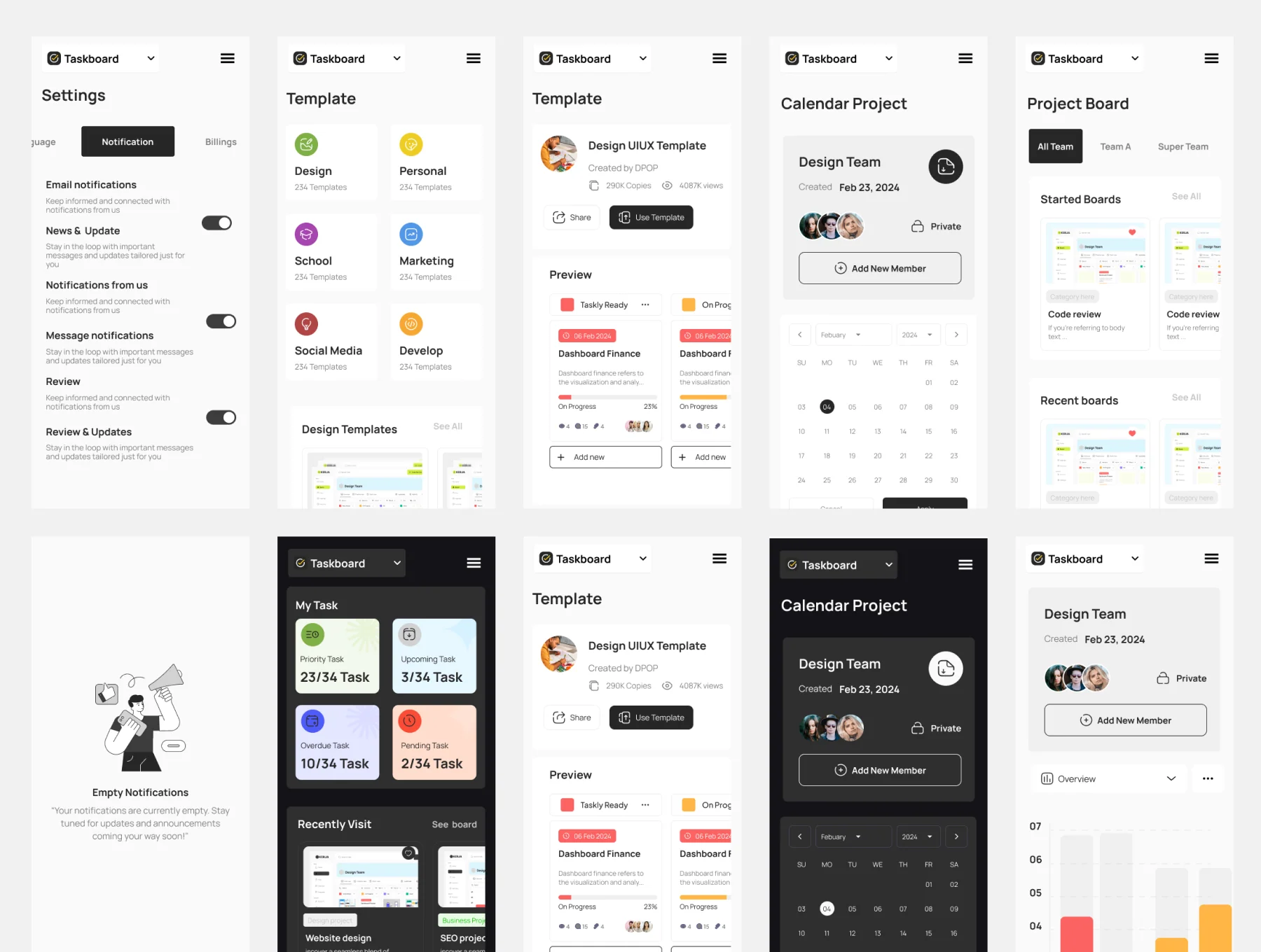 Taskboard - Task Dashboard UI UX KIT 6