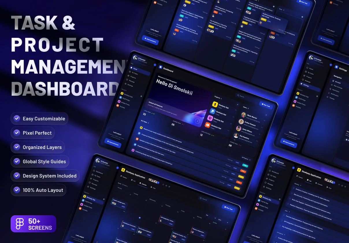 Taske - Project & Task Management Dashboard UI KIT