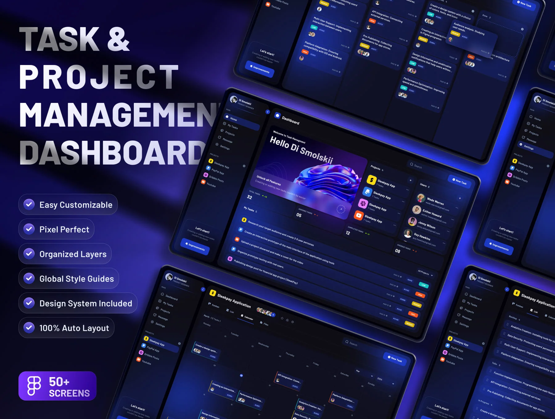 Taske - Project & Task Management Dashboard UI KIT