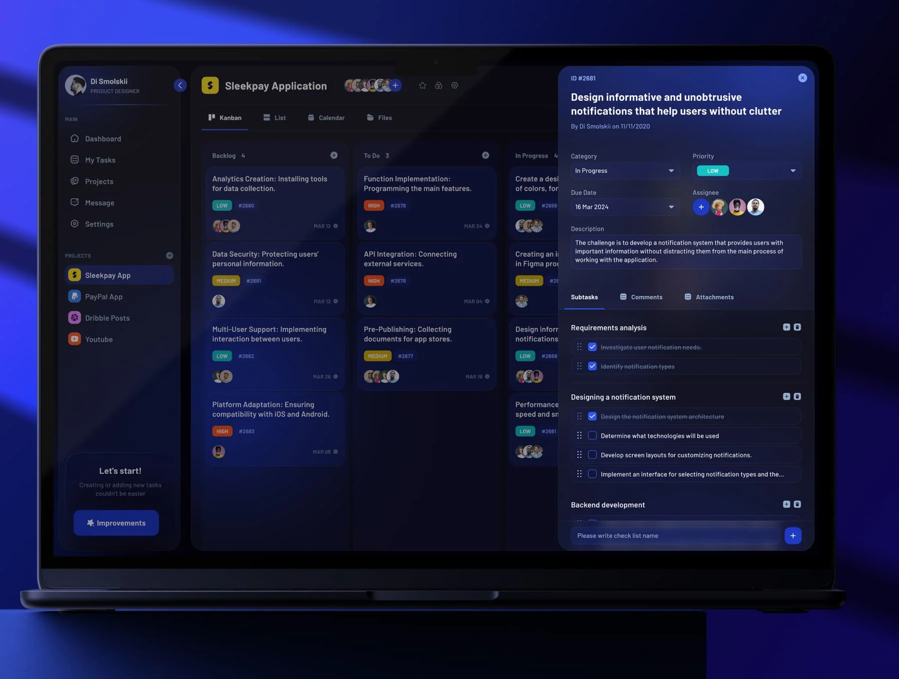 Taske - Project & Task Management Dashboard UI KIT 7
