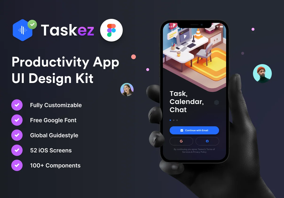 TaskEz: Productivity App iOS UI Kit