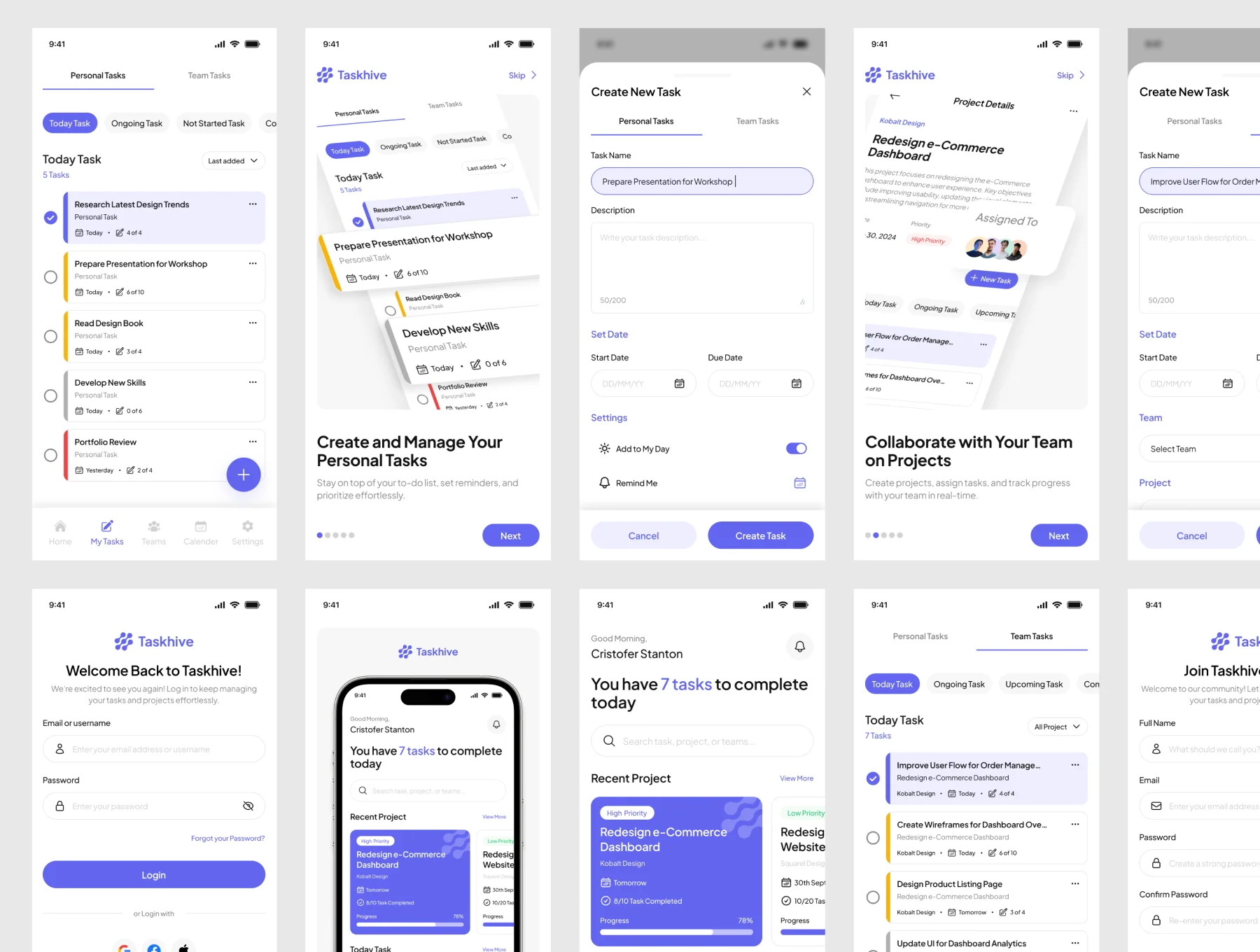 Taskhive - Task Manager Mobile App UI KIT 4