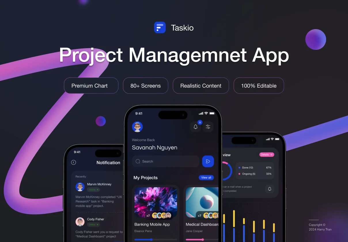 Taskio - Project Managemnet Mobile UI Kit
