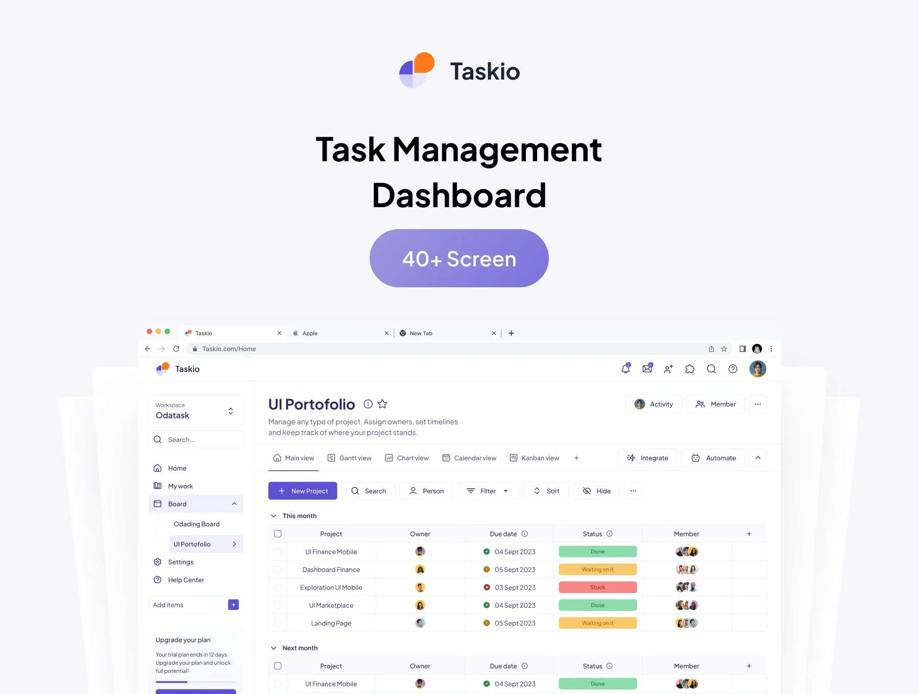 Taskio-Task Management Dasboard UI KIT 4