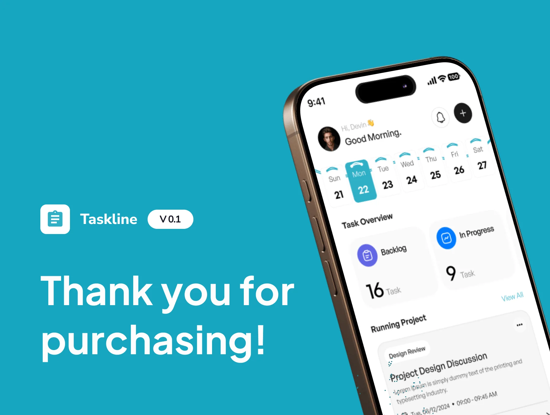 Taskline - Task Manager Mobile App UI Kit 6