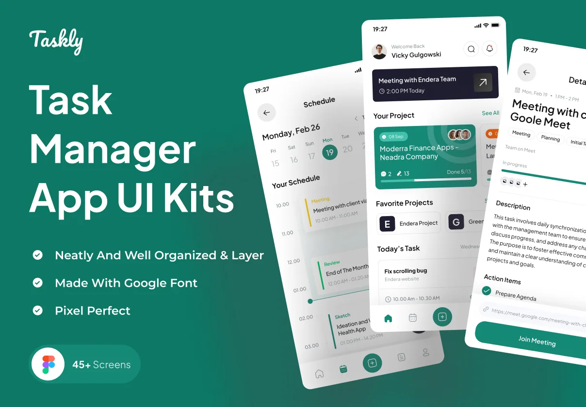 Taskly - Task Manager App UI Kits