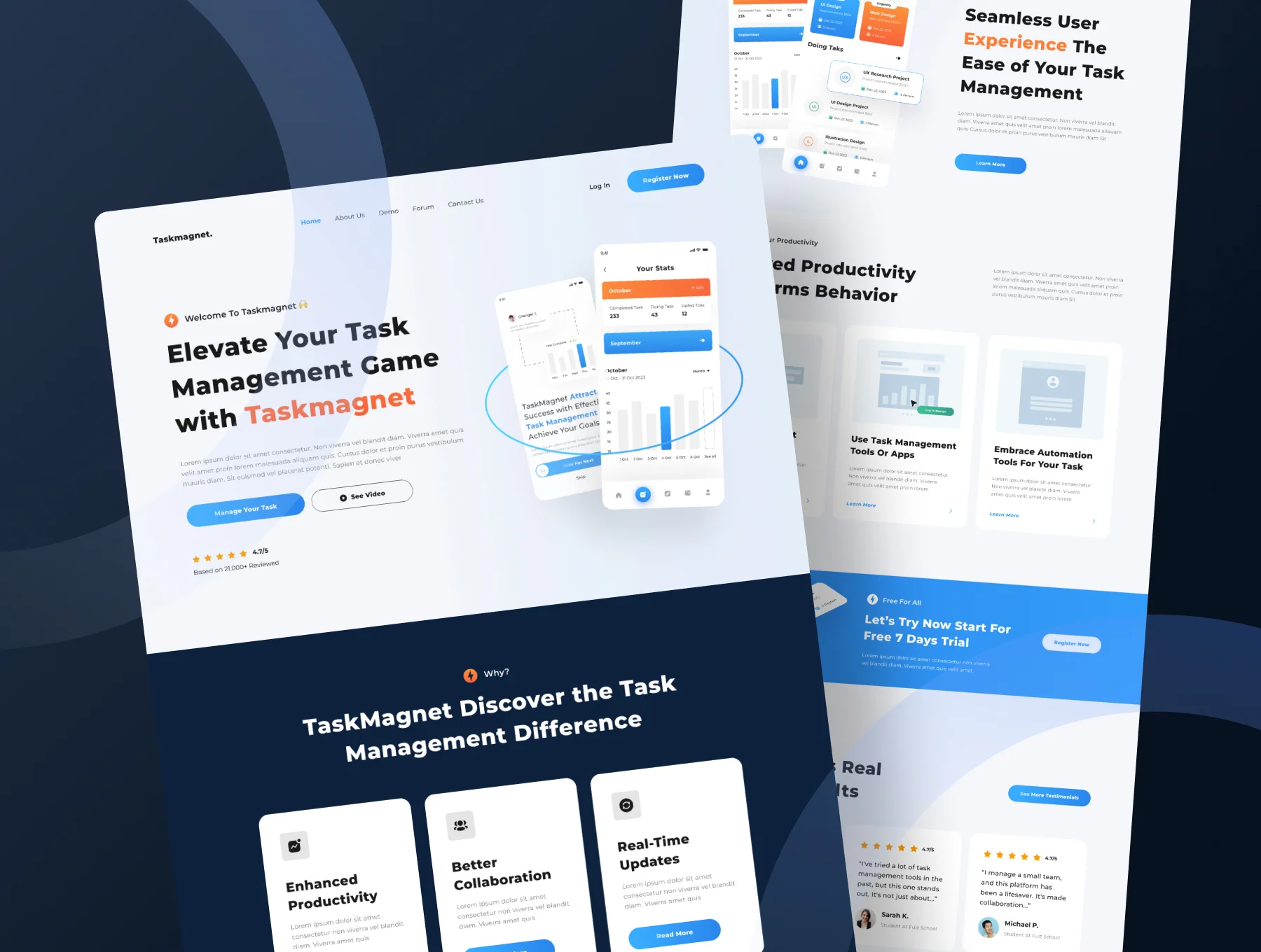 Taskmagnet - Task Management Landing Page Design