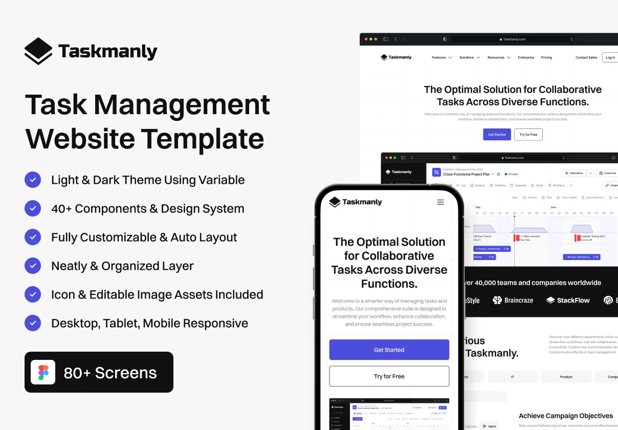 Taskmanly - Task Management Website UI Kit