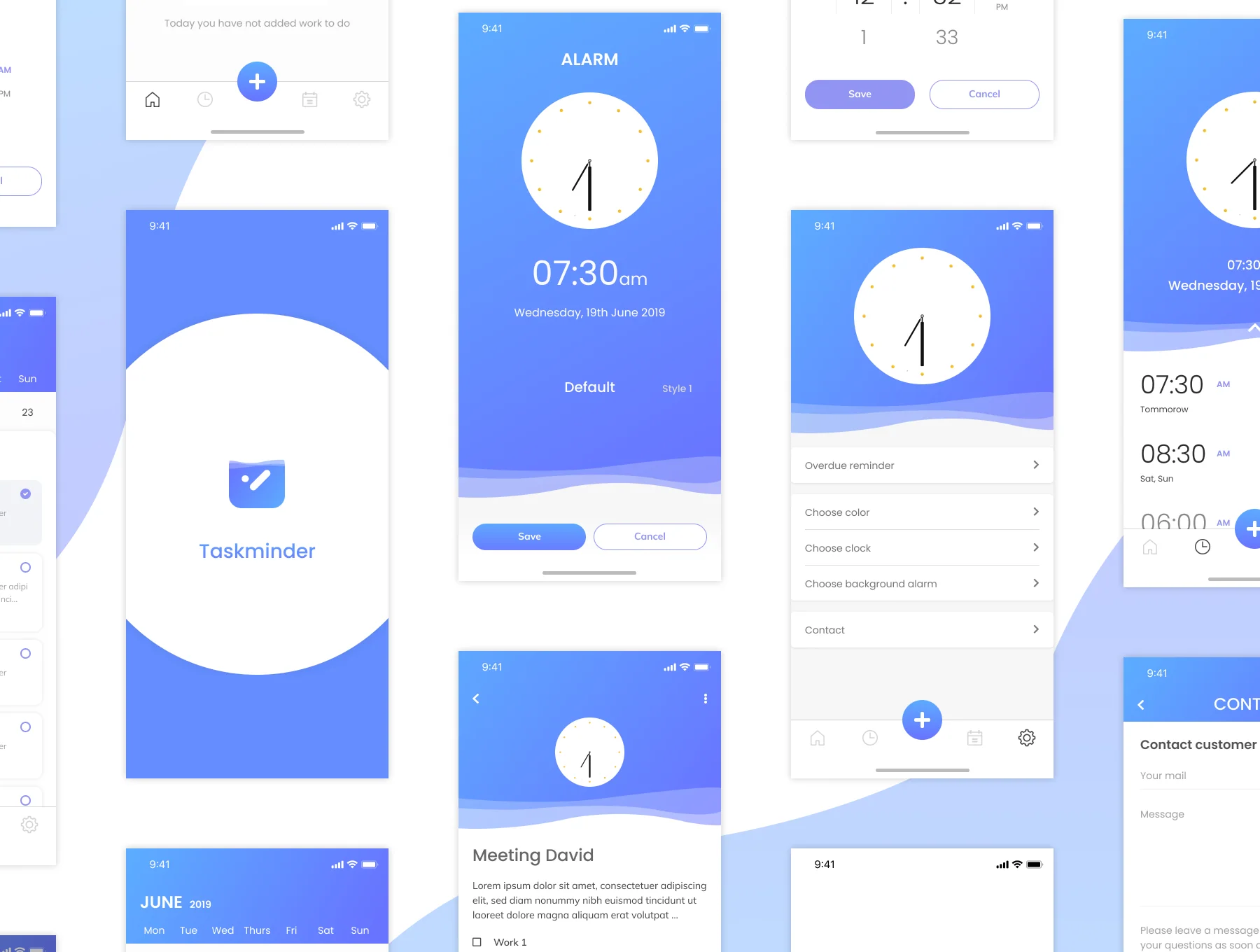 Taskminder - Task, Alarm and Event remind Mobile App UI Kit 6