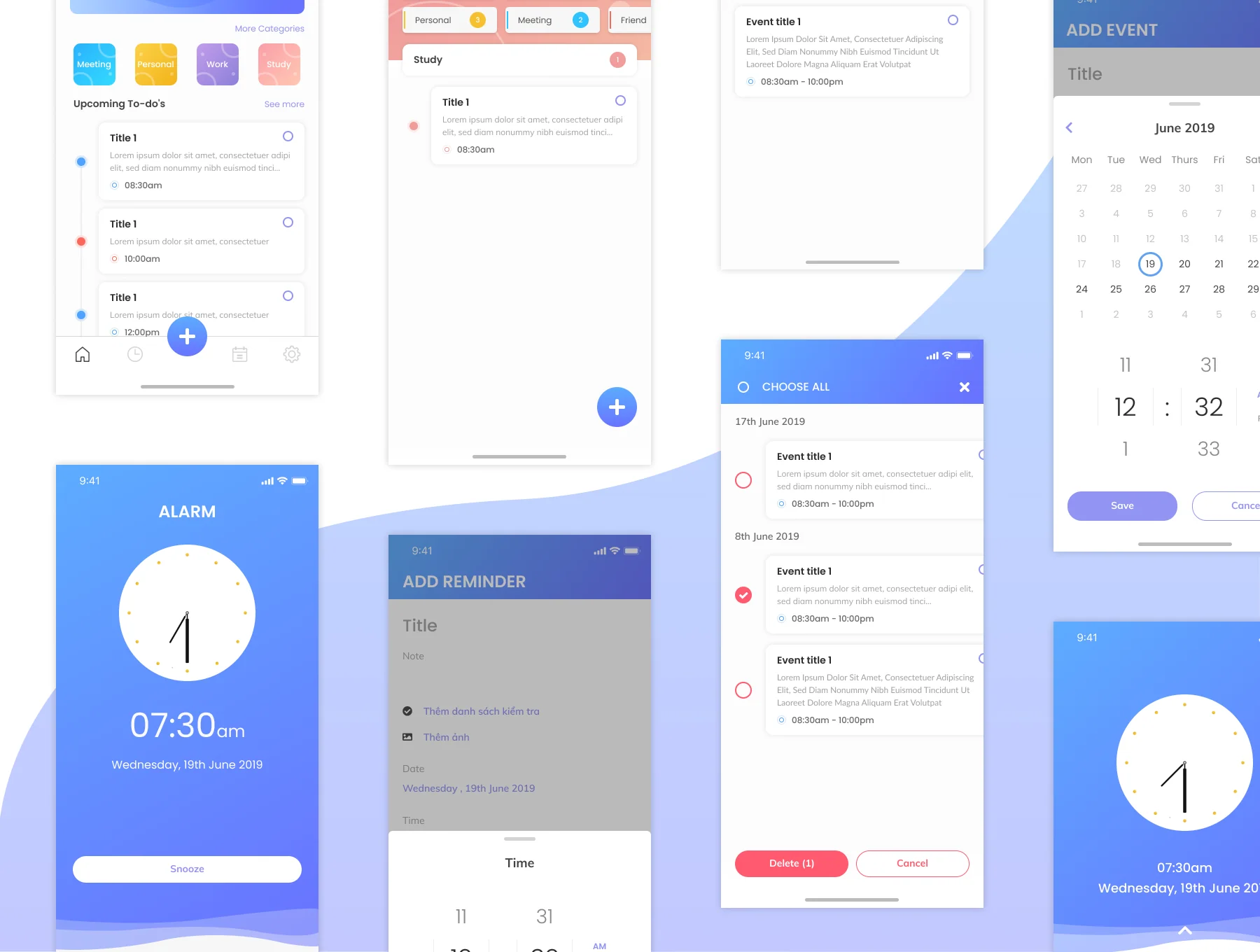 Taskminder - Task, Alarm and Event remind Mobile App UI Kit 7