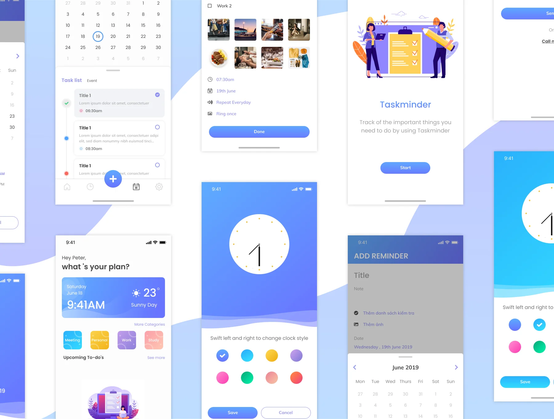 Taskminder - Task, Alarm and Event remind Mobile App UI Kit 8